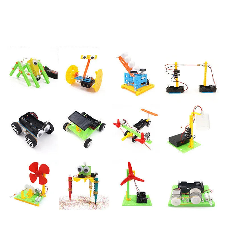 DIY puzzle assembling building blocks set for science experiments with plastic pieces in three size options