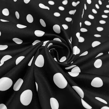 Women's multicolour polka dot midi dress with square collar and front zipper closure