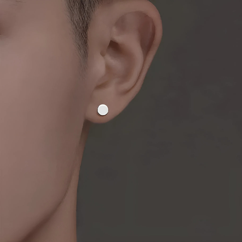 S999 sterling silver flat ear bone stud earrings in silver and black electroplated finishes