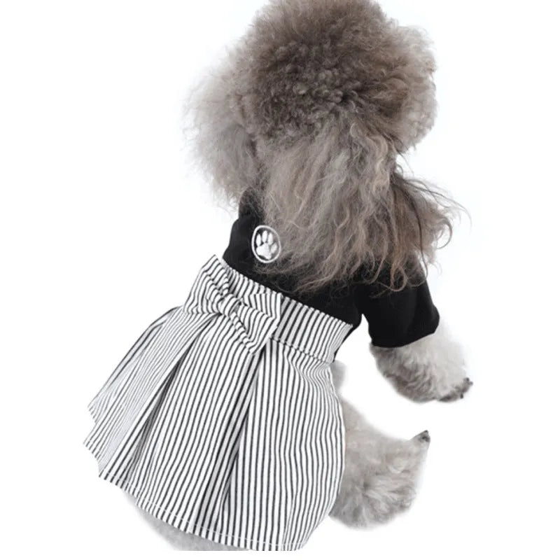 Thin cotton poodle dog clothes available in four-foot pants or skirt styles for summer seasonal wear
