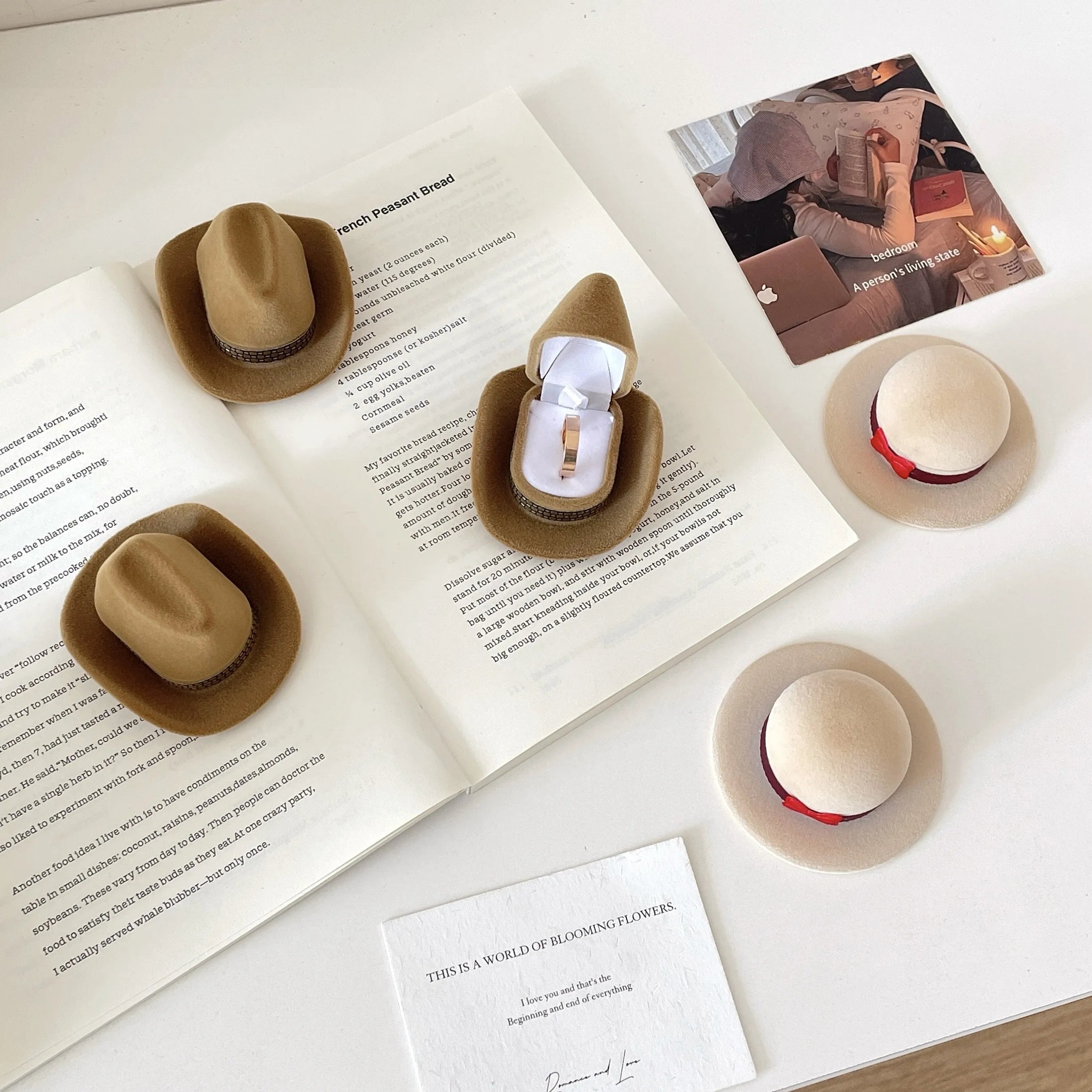 creative cowboy hat ring box small hat style 6.9x5.7x3.7cm for ring storage