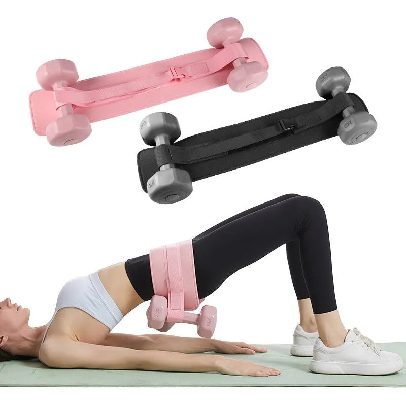 Black and pink weight-bearing hip bridge training belt for fitness and yoga