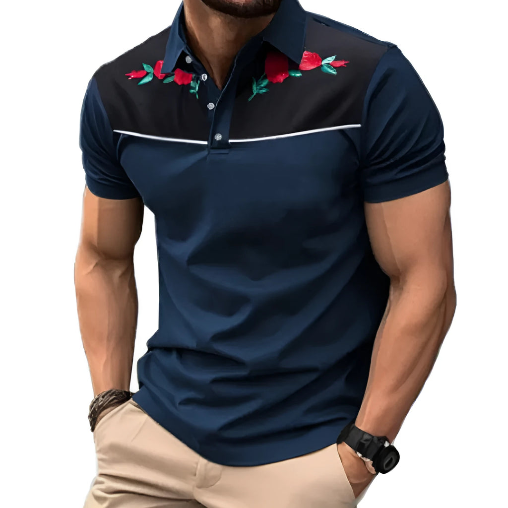 Men's summer polo shirt with zipper decorations in mesh polyester fabric