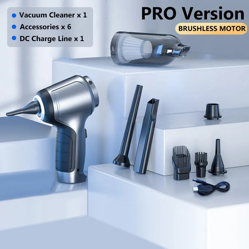Handheld car vacuum cleaner with brushless motor and EVA storage bag