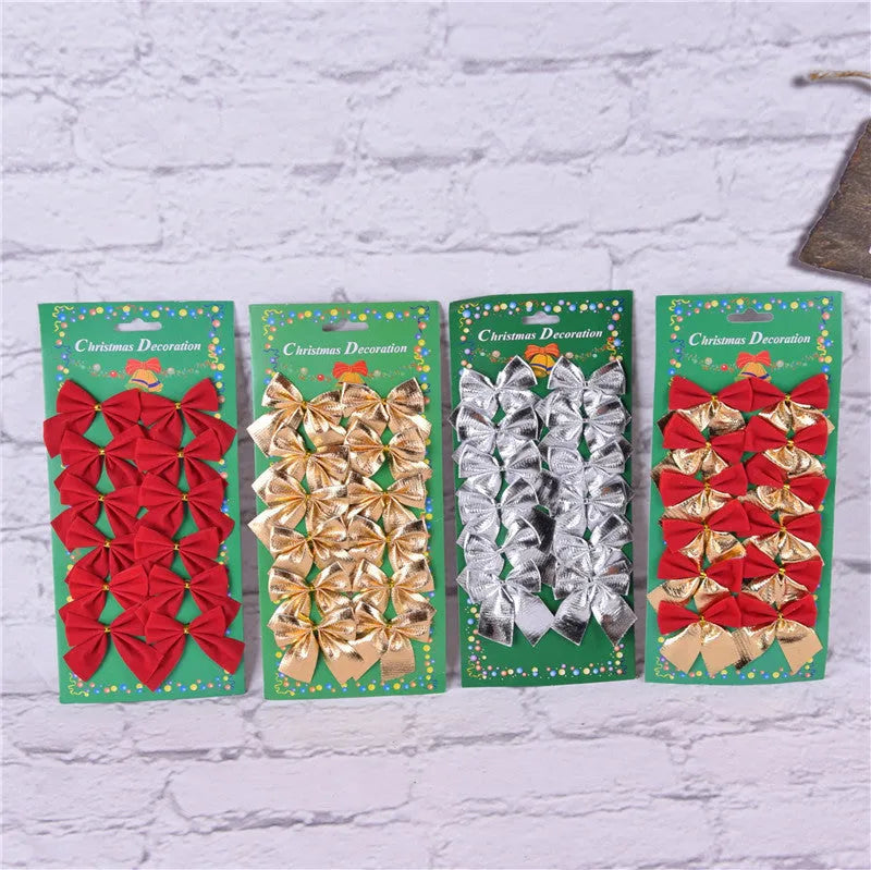 Gold polyester Christmas ribbon bow measuring 5 cm for tree decoration