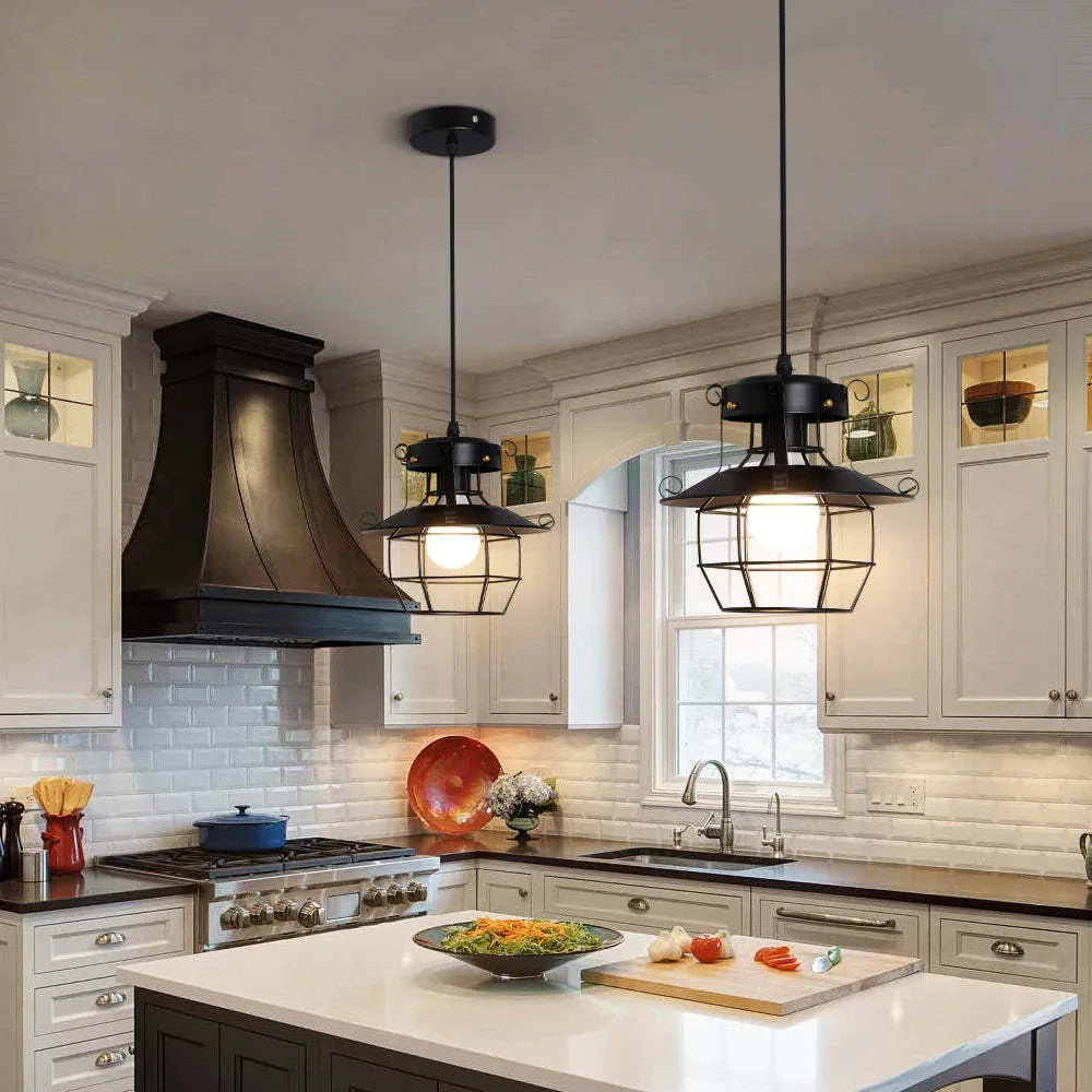 Retro iron droplight lantern with single head design for corridor and restaurant lighting