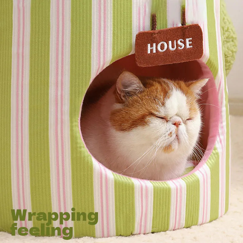 Cauliflower tree hole nest three-dimensional enclosed small dog house and cat bed in green colour