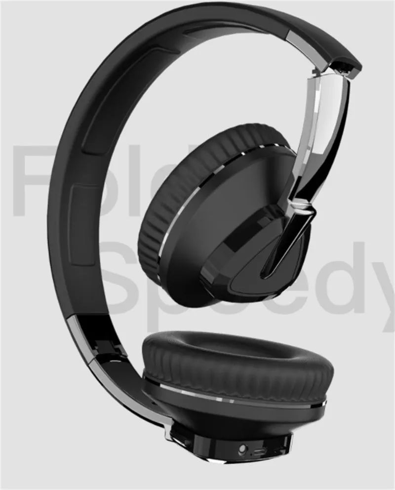 H3 wireless Bluetooth over-ear headset in black, showing earcup with controls, AUX jack, and TF card slot.