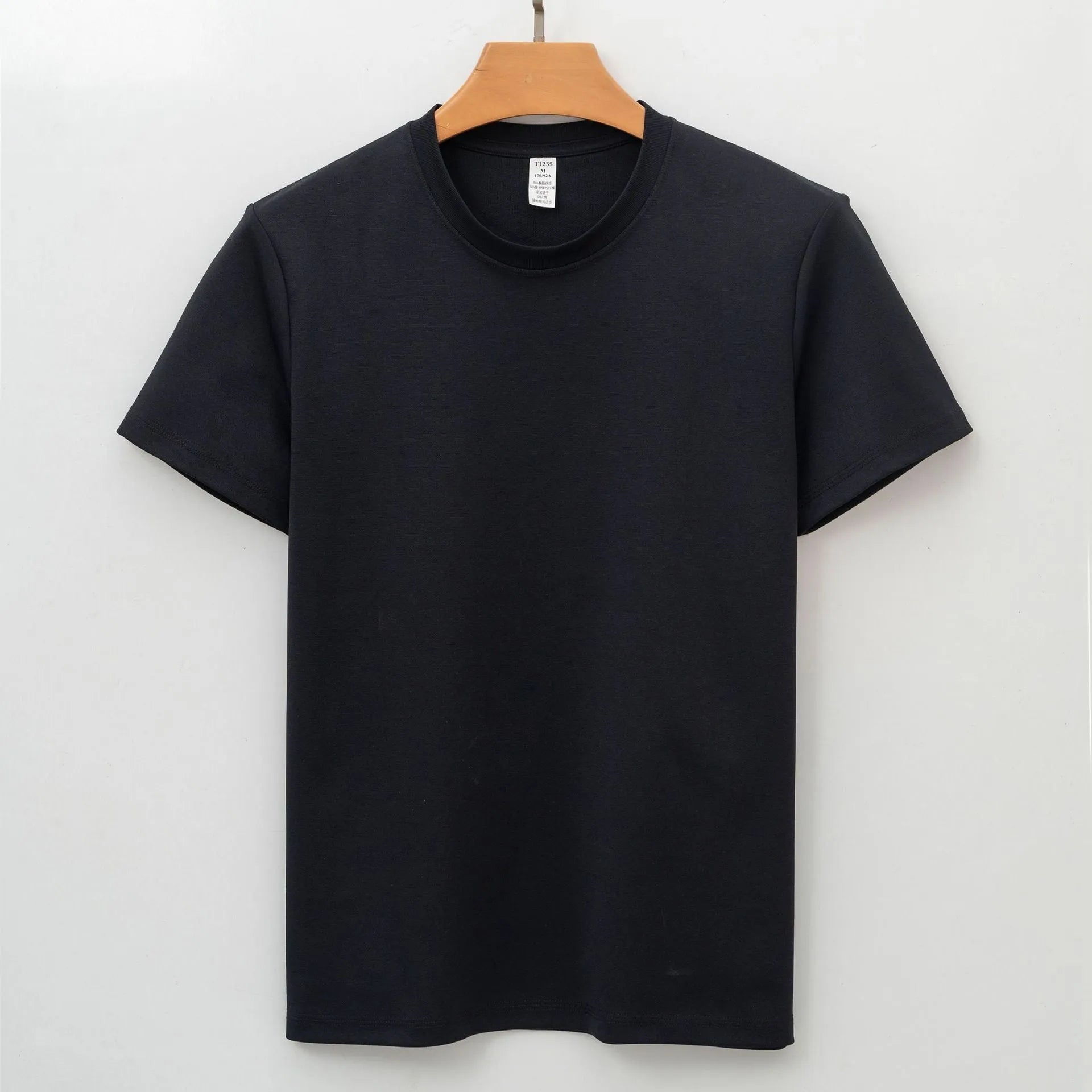 Men's antibacterial quick-dry short sleeve t-shirt in solid colour