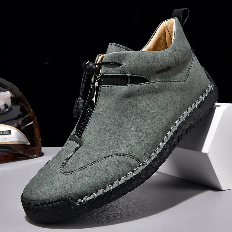 Men's casual leather shoes in multiple colours with mid heels and pointed round toe styling