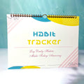 English habit tracking notebook with 12 pages in A4 21cm by 28cm format showing colour options