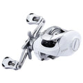 Small white drip wheel baitcasting fishing reel for micro lures with left or right hand retrieve options