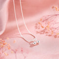 Silver cherry necklace for women with adjustable snake bone chain and Korean-style fruit pendant.