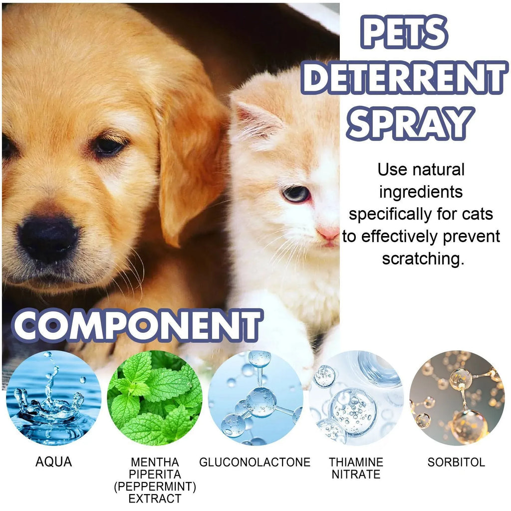 50ml pet deterrent spray bottle in retail packaging for dogs and cats