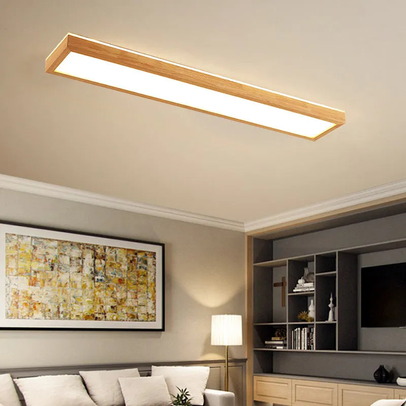 Solid wood long ceiling lamp in new Chinese style with multiple size options