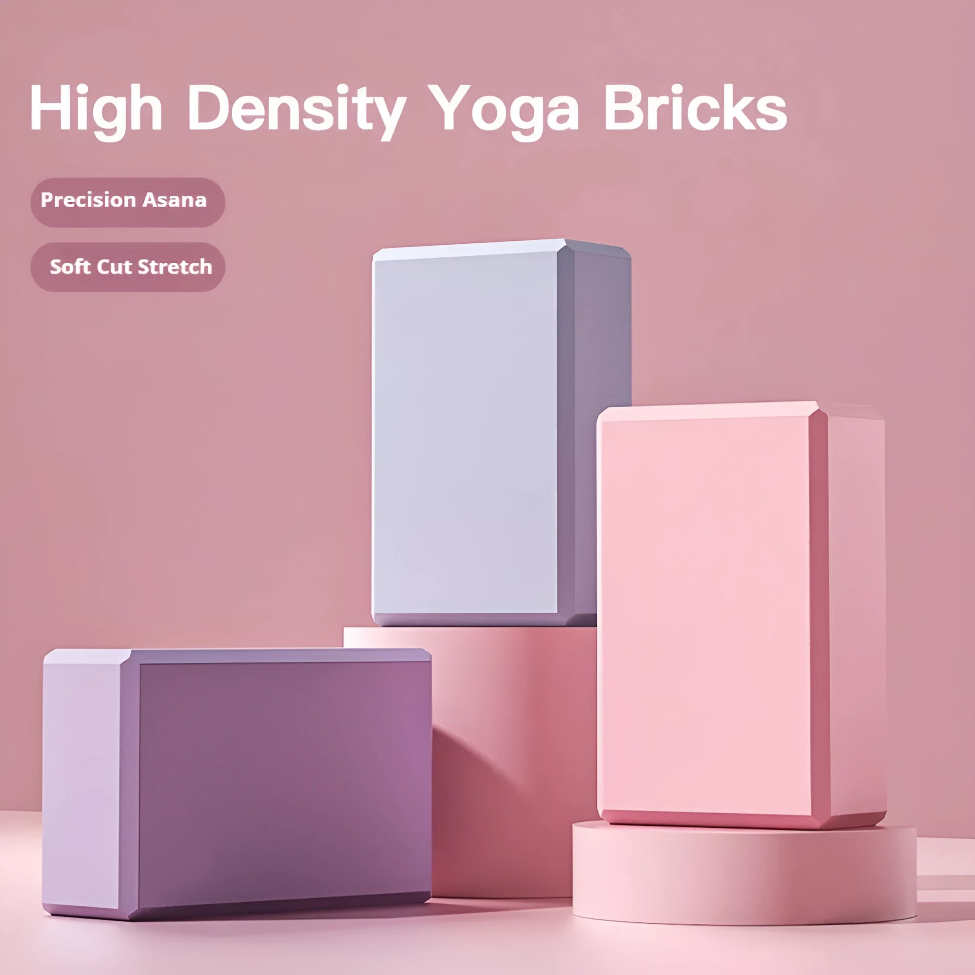 High-density EVA yoga block with textured ridges in solid colour