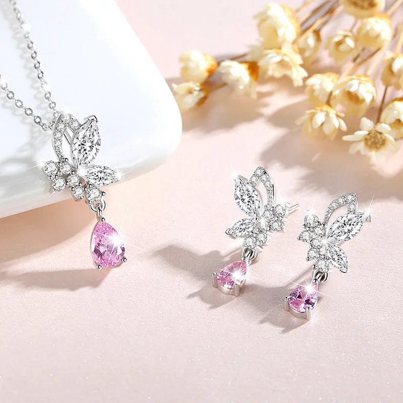 Crystal butterfly stud earrings made from 925 sterling silver with sparkling accents