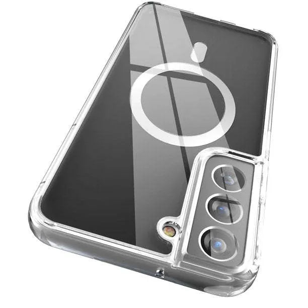 Transparent MagSafe magnetic phone case for Samsung Galaxy S21 S22 S23 series with visible magnetic ring