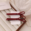 Wine red leather bow barrette hair clip for women available in single or pair pack