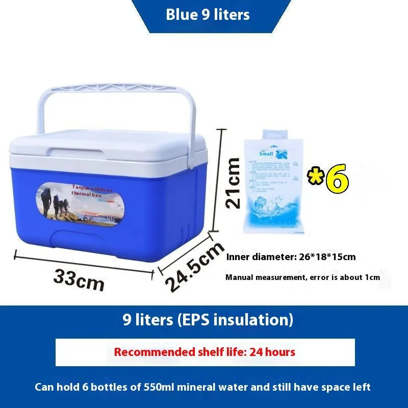 Blue aluminium foil insulated portable cooler box with EPS insulation