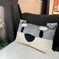 Grey schnauzer and white West Highland puppy printed dog cushion pillow measuring 50cm.