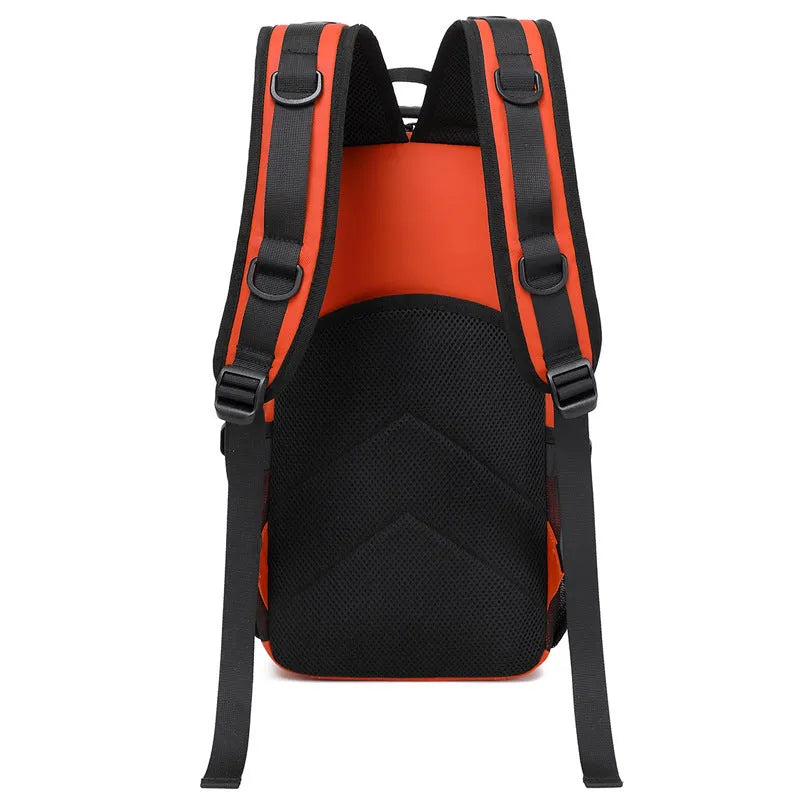 Orange and black outdoor hiking backpack with 20-35 litre capacity