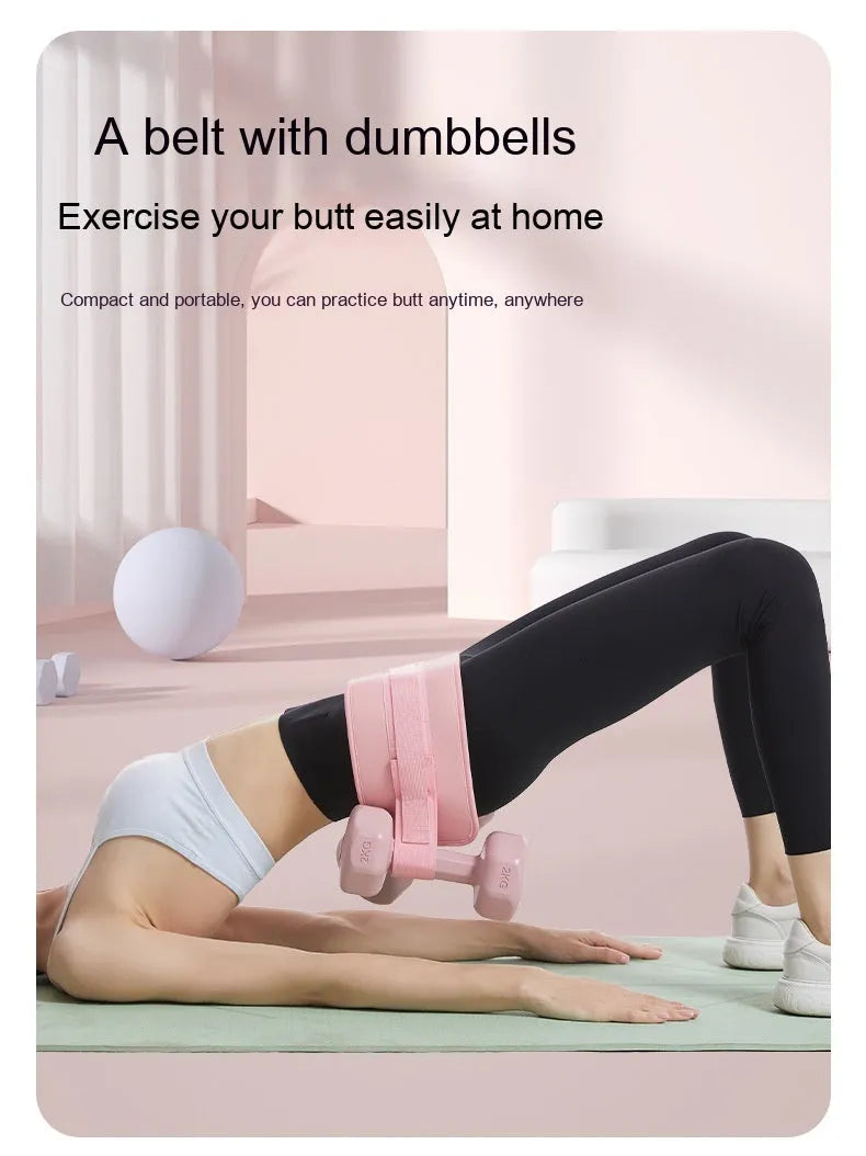 Black and pink weight-bearing hip bridge training belt for fitness and yoga