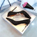 Women's silver crystal stiletto wedding shoe with a 9cm heel on a white background.