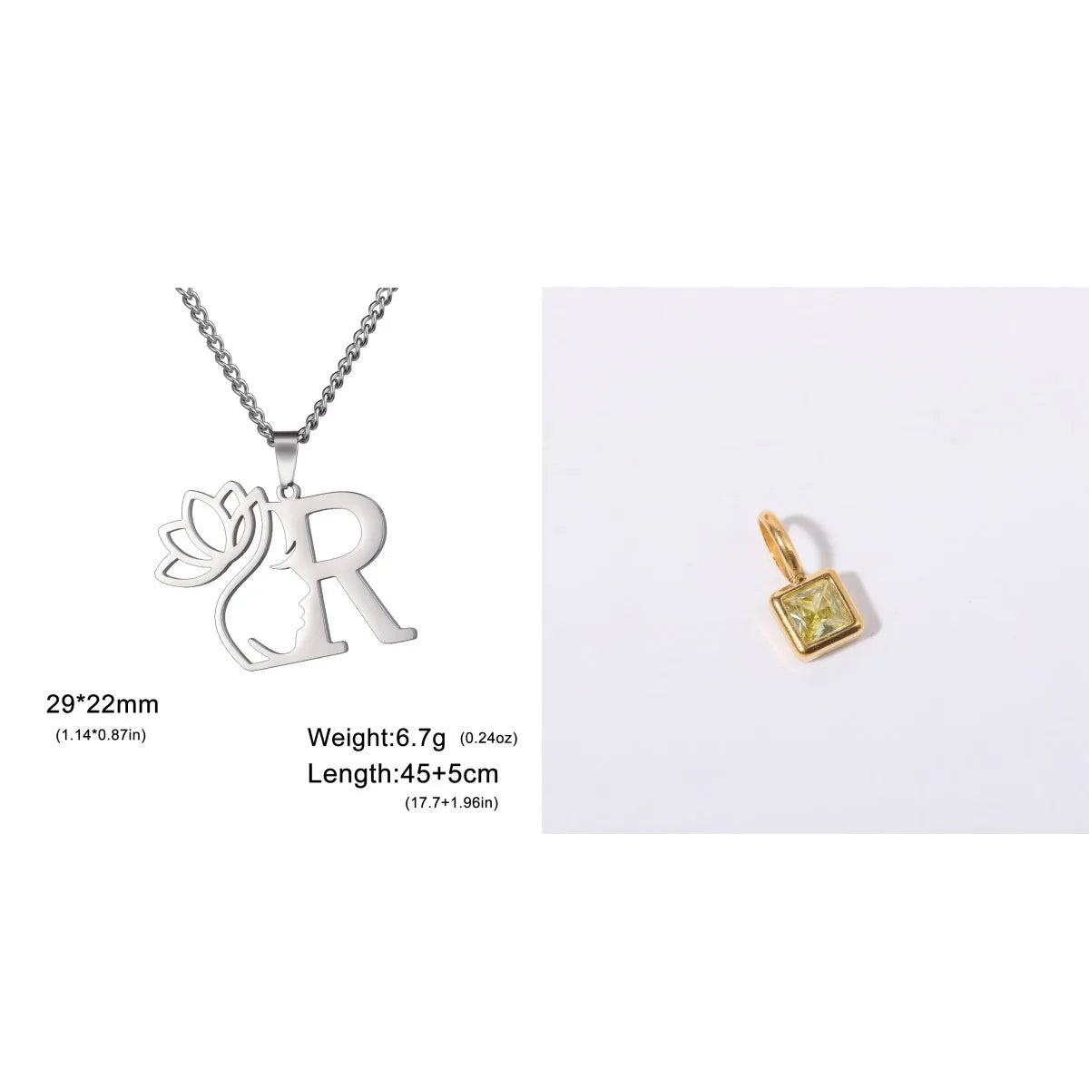 Stainless steel cross chain necklace with electroplated finish shown in gold and silver colour options