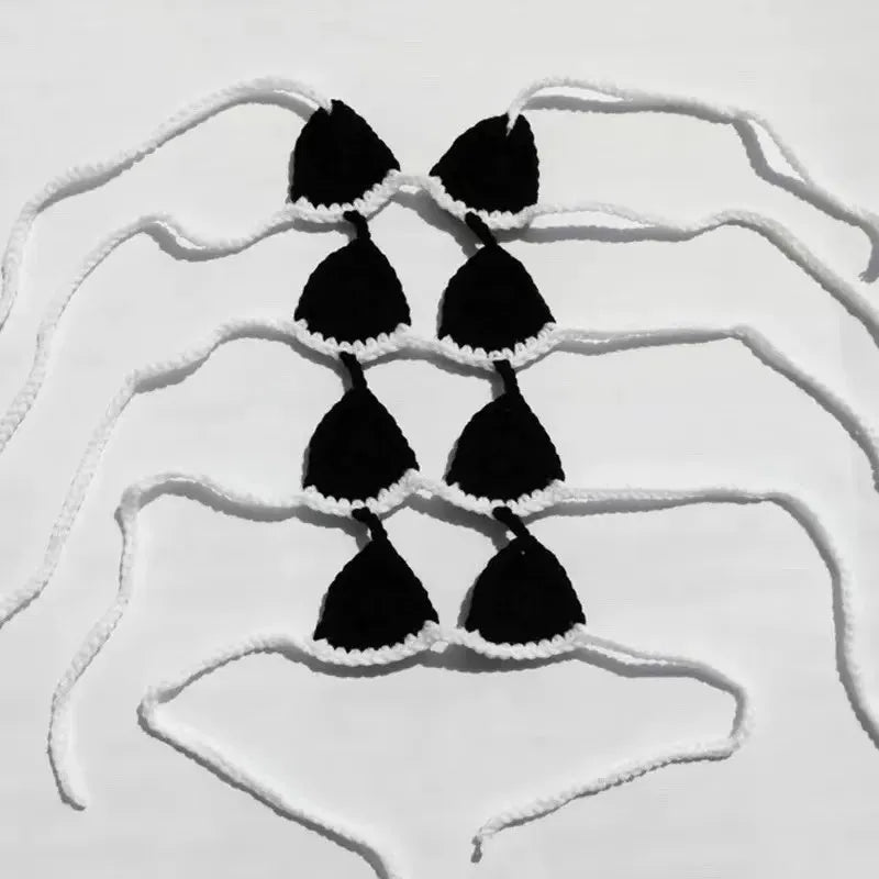 Black cat bikini costume set with adjustable straps for festival and Halloween party wear