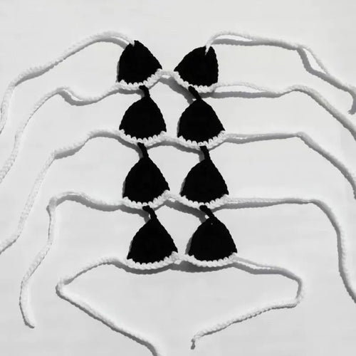 Black cat bikini costume set with adjustable straps for festival and Halloween party wear