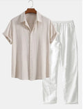 Men's floral print polyester shirt with matching pants in slim fit cardigan style