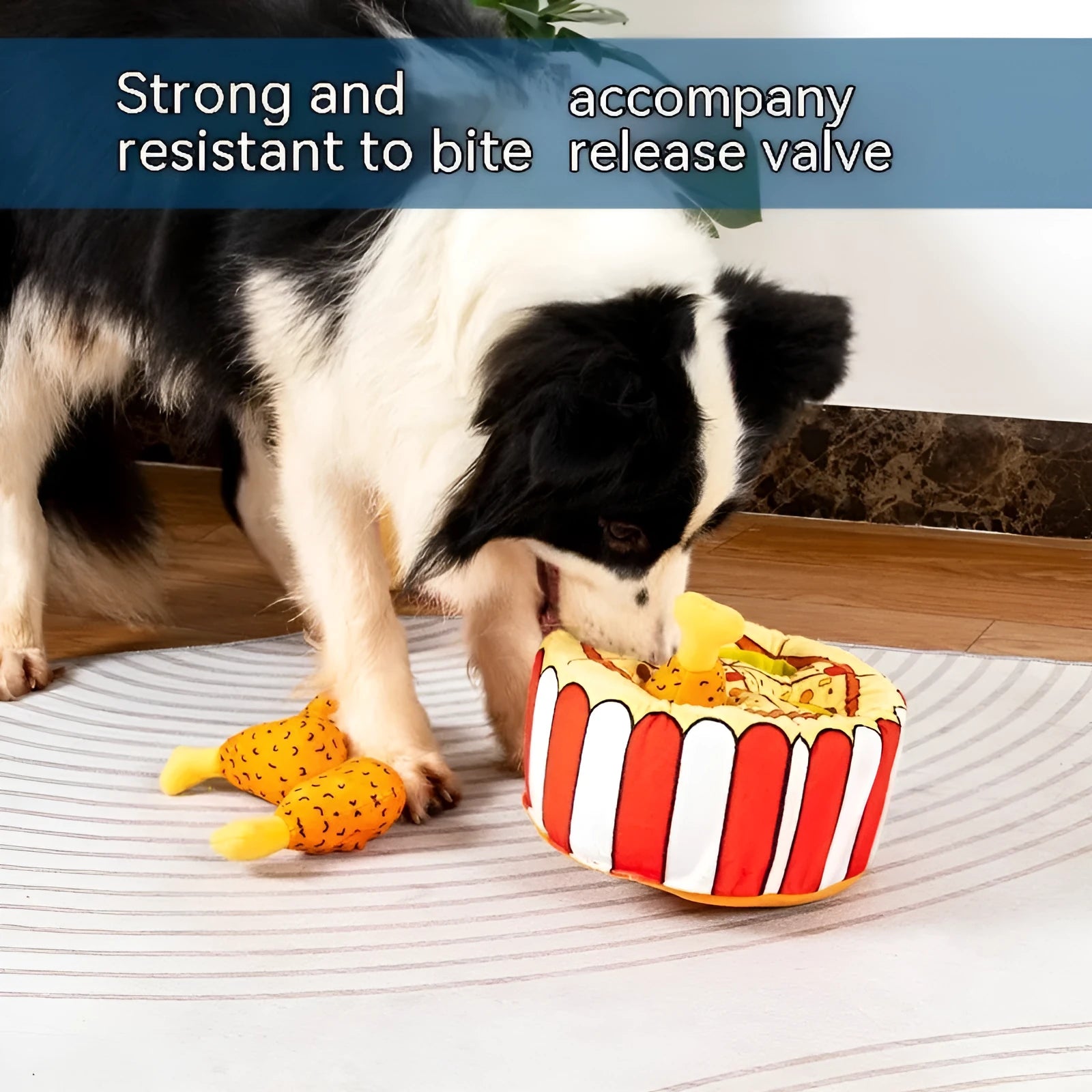 Plush simulation chicken leg dog toy with interactive sound and food leakage puzzle in Tibetan Chicken Leg Warmer colour