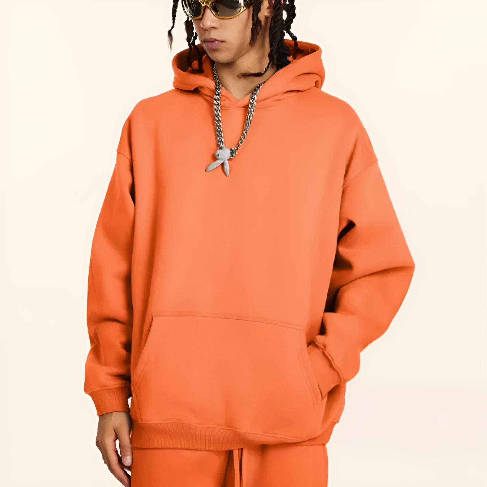 Heavyweight terry cotton men's loose fit pullover hoodie in various colours.
