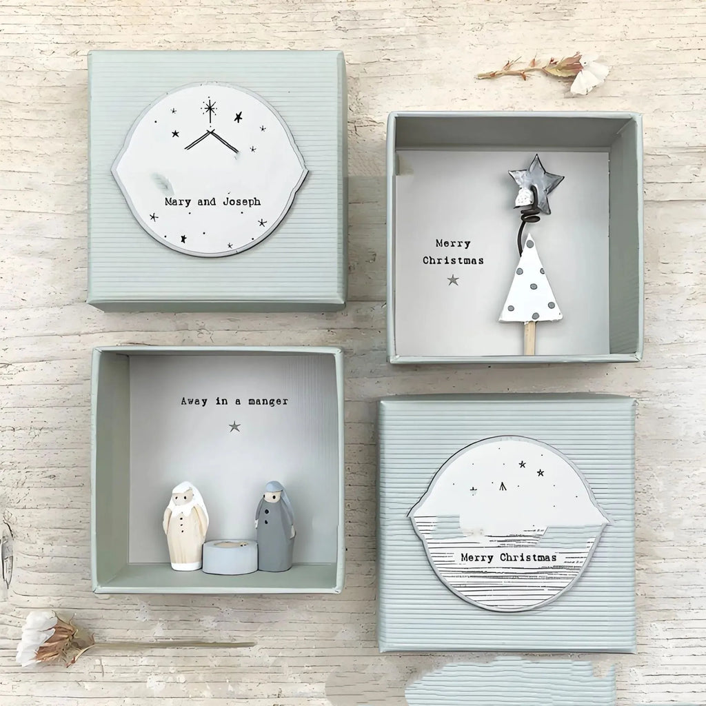 Boxed guardian angel resin figurine ornament in modern cartoon style for gift-giving