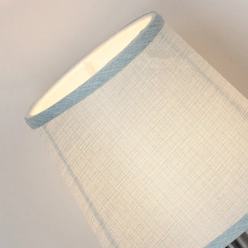 Modern minimalist fabric lampshade with horizontal paste design in a choice of colours.
