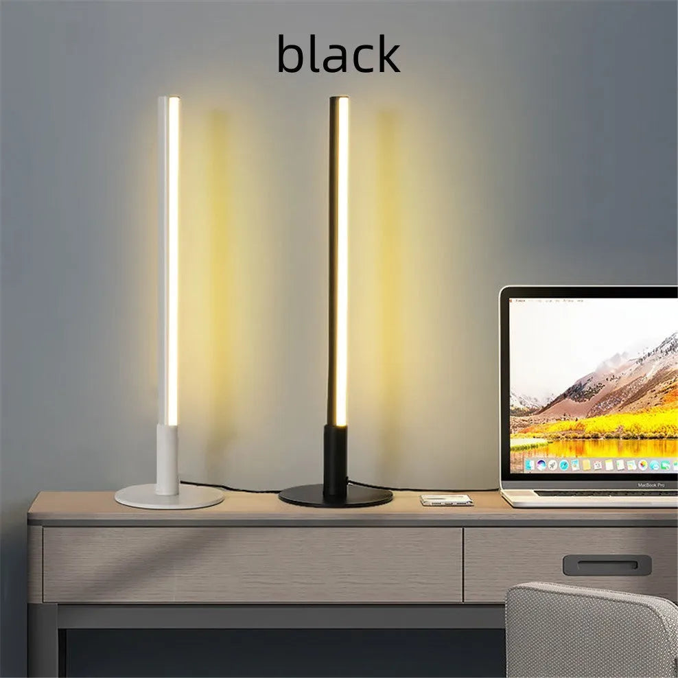 Black retro-style aluminium alloy atmosphere lamp measuring 48.5cm tall with options for warm white or RGB coloured light.