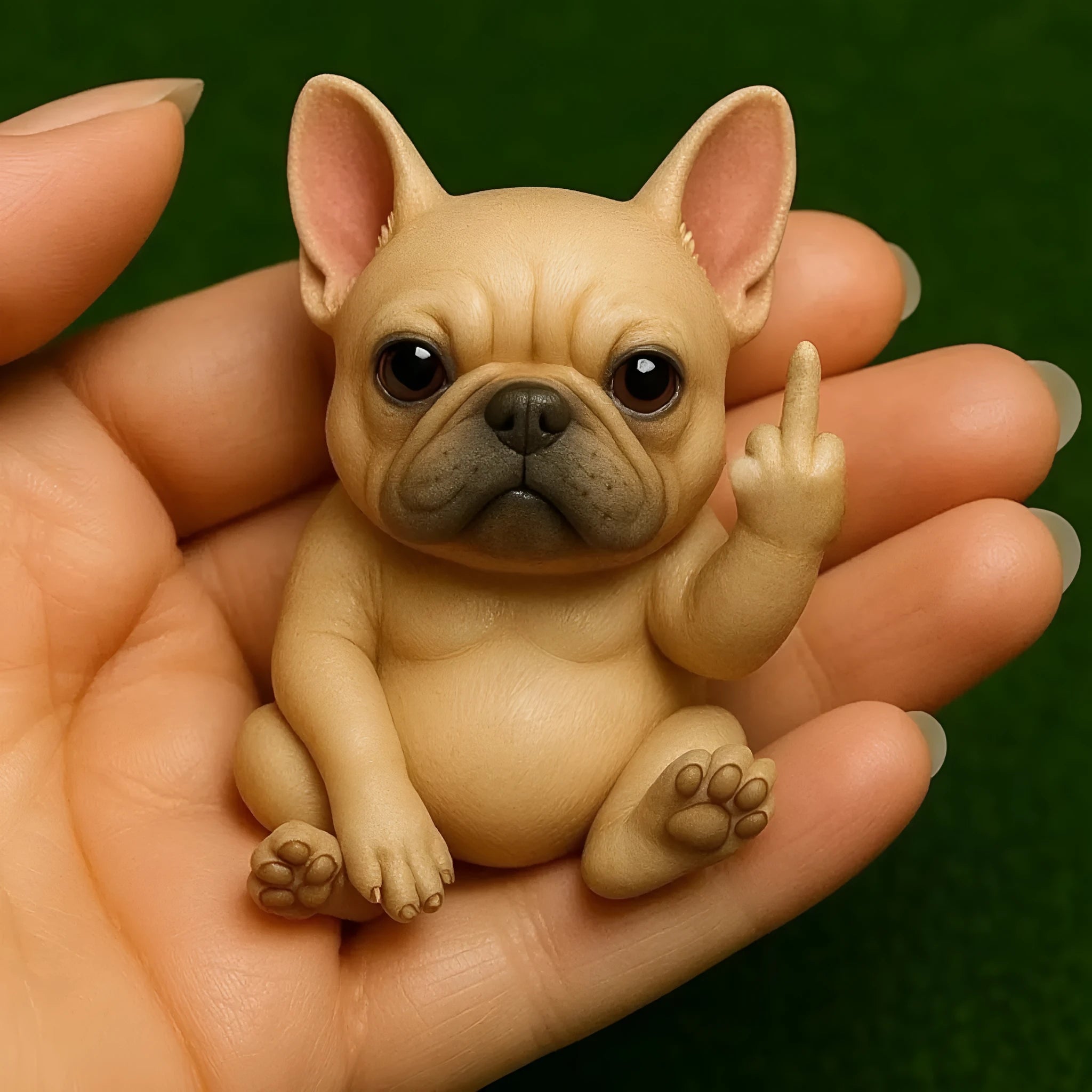 Resin animal vertical middle finger doll ornament in cat, dog, elephant, frog, Highland cattle, mouse, and turtle styles.