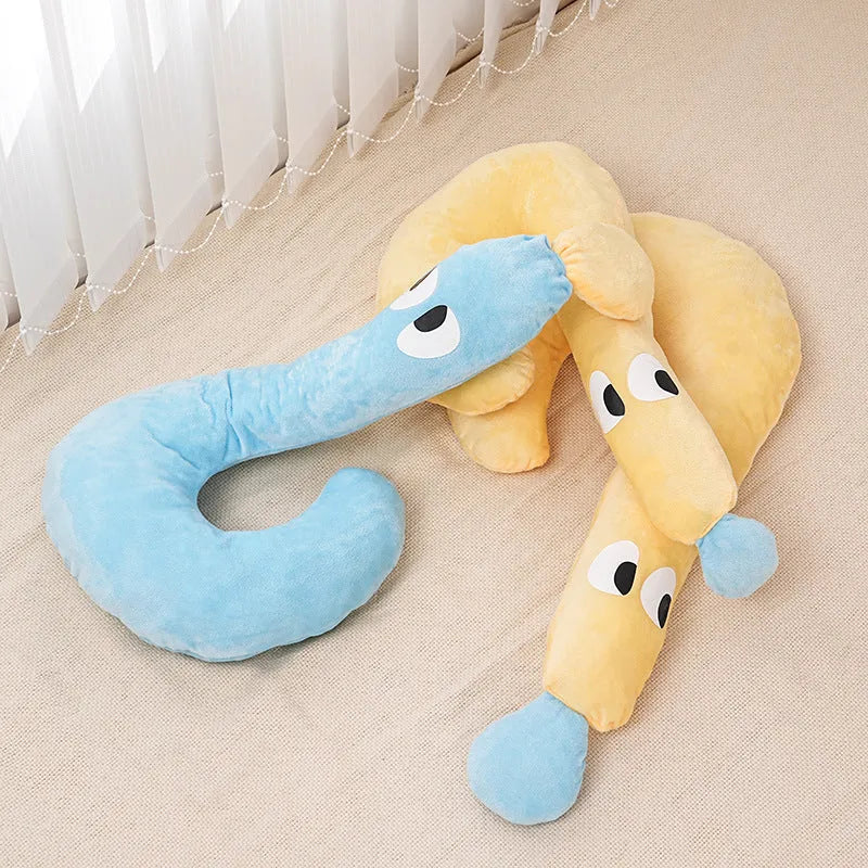 Blue plush crescent moon pet pillow in small size 29x48cm for dogs and cats