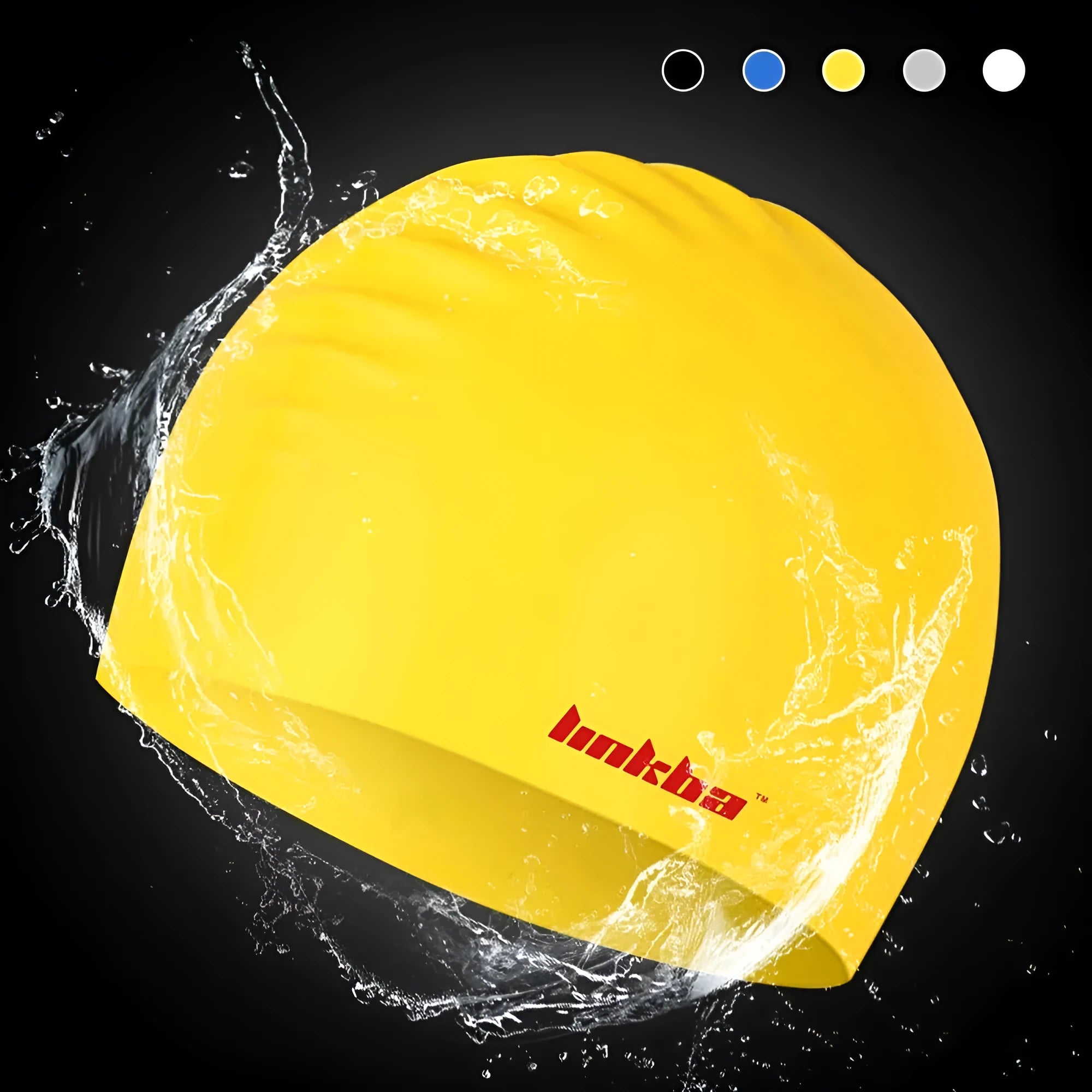 Silicone waterproof swimming earmuffs with letter pattern in selected colour.