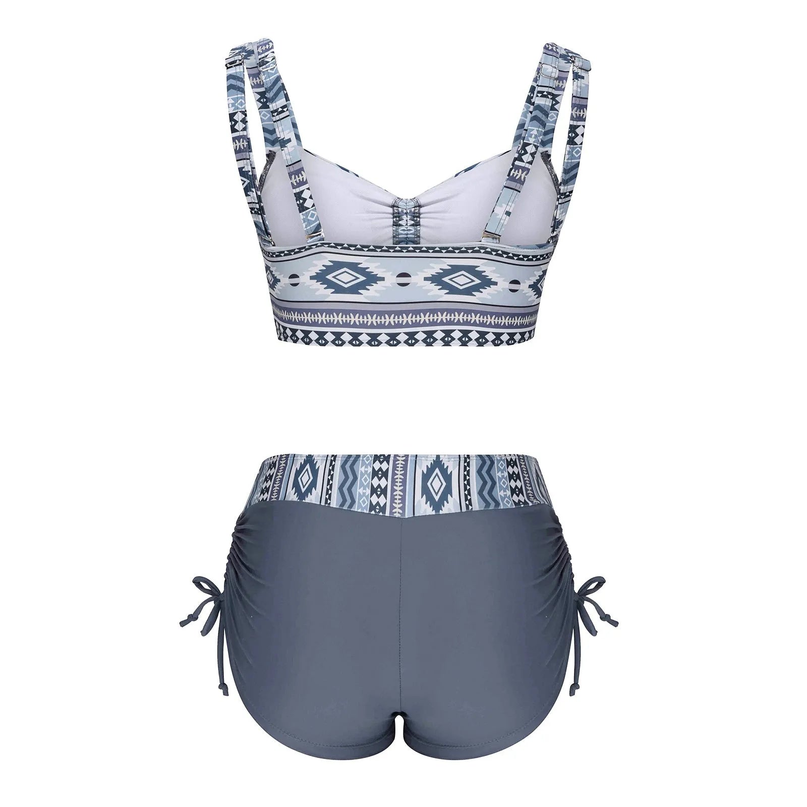 Women's split bikini swimsuit in pictured colour without underwire, shown as a two-piece set.