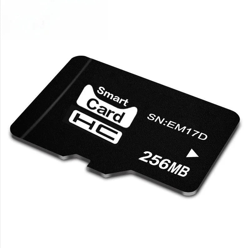 A 256MB TF series memory card with dimensions 11mm by 15mm.