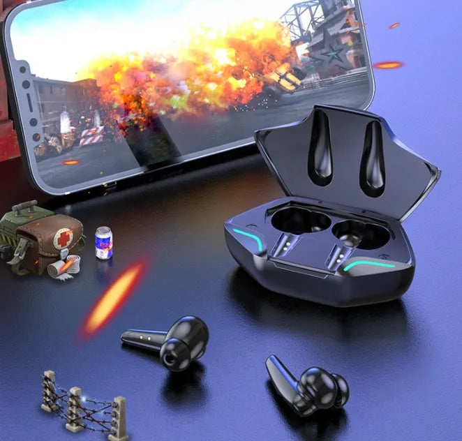KS08 wireless TWS gaming earbuds in black with low-latency Bluetooth 5.0