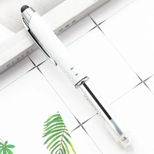 Metal multifunctional pen with capacitive stylus tip and LED light in five colour options