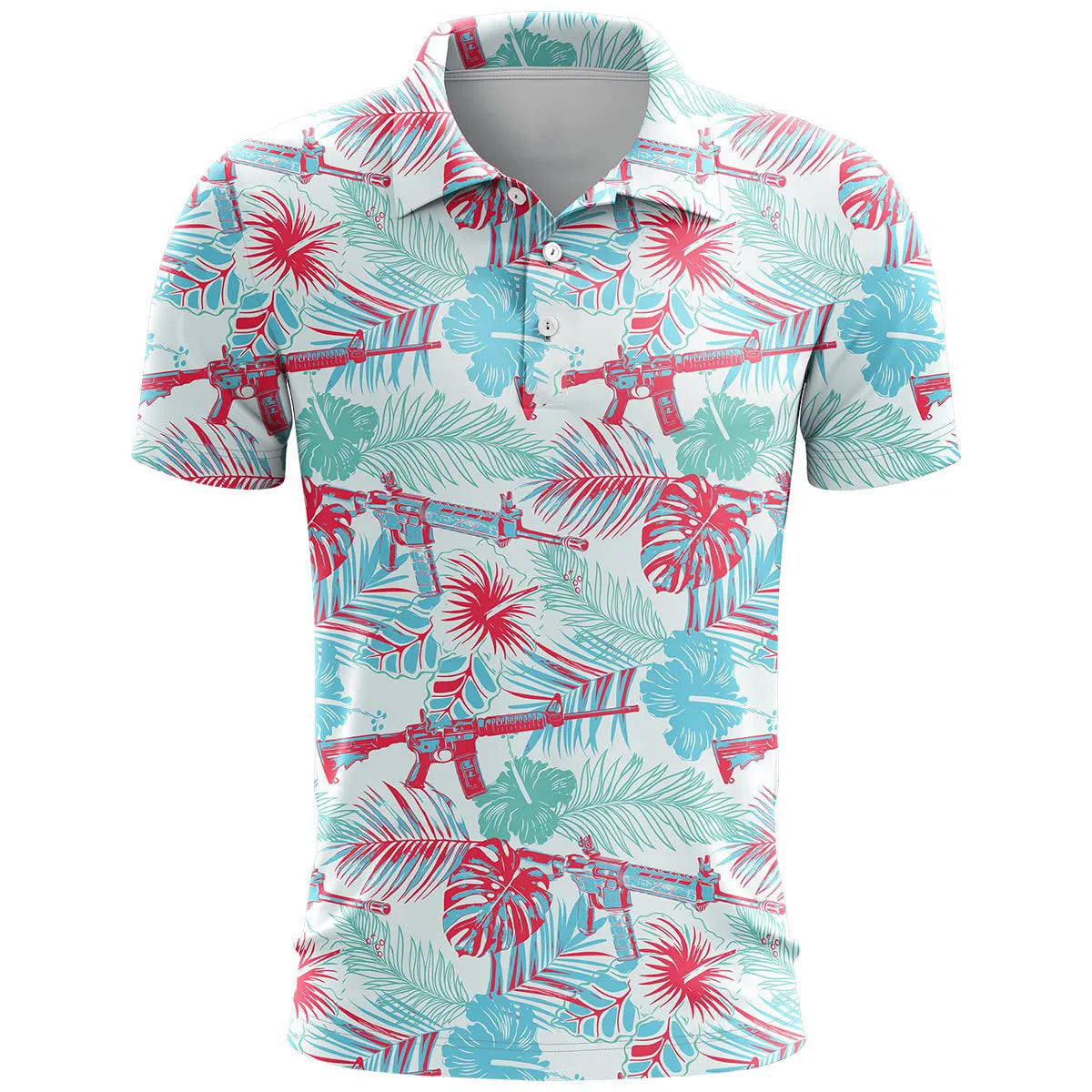 Man wearing a loose-fit 3D printed short sleeve sports top in bird eye polyester fabric, available in multiple colours.
