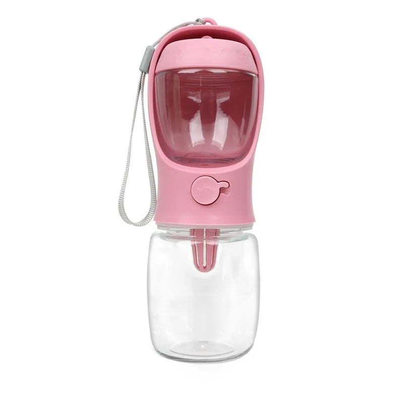 Portable dual-use dog water cup in blue, available in 350ml and 550ml sizes for walks.