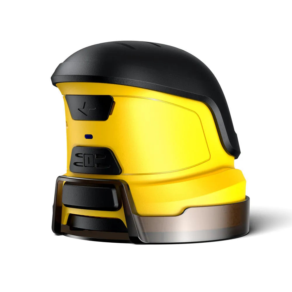 Yellow cordless electric ice scraper with rounded ABS blade for car window de-icing