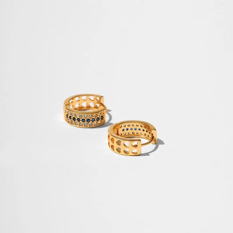 Geometric round women's earrings with 18K gold electroplated finish on copper base