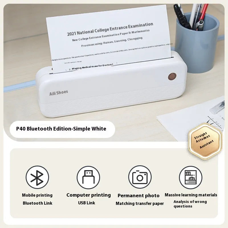 Ailixiong P40 portable thermal printer in compact design with thermal printing technology