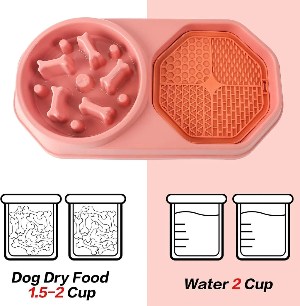 Blue slow feeder dog bowl with maze pattern for small to medium dogs measuring 37cm diameter